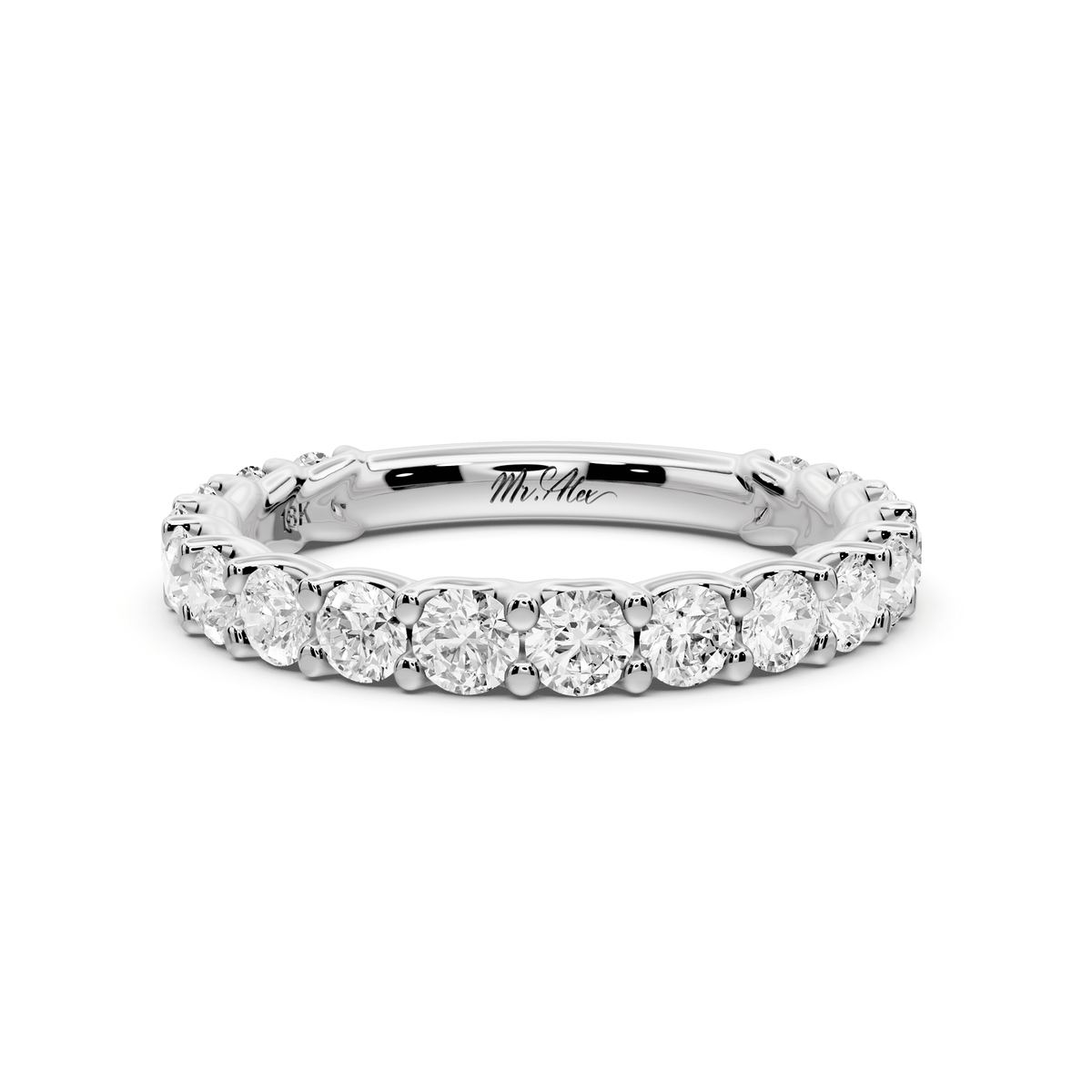 Siena - 18k white gold Shared-Prong Round Diamond Eternity Ring - Mr. Alex Jewelry