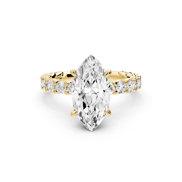 Siena - 2ct 14k yellow gold marquise Hidden Halo with Shared Prong Pavé Engagement Ring - Mr. Alex Jewelry