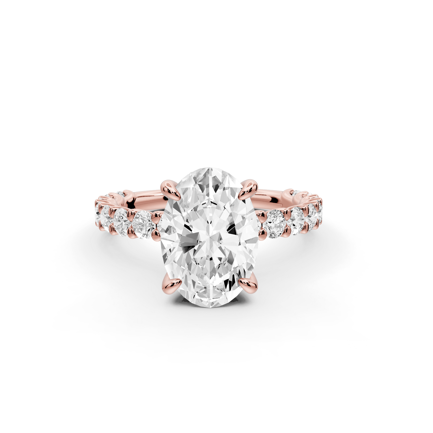 Siena - 2ct 18k rose gold oval Hidden Halo with Shared Prong Pavé Engagement Ring - Mr. Alex Jewelry