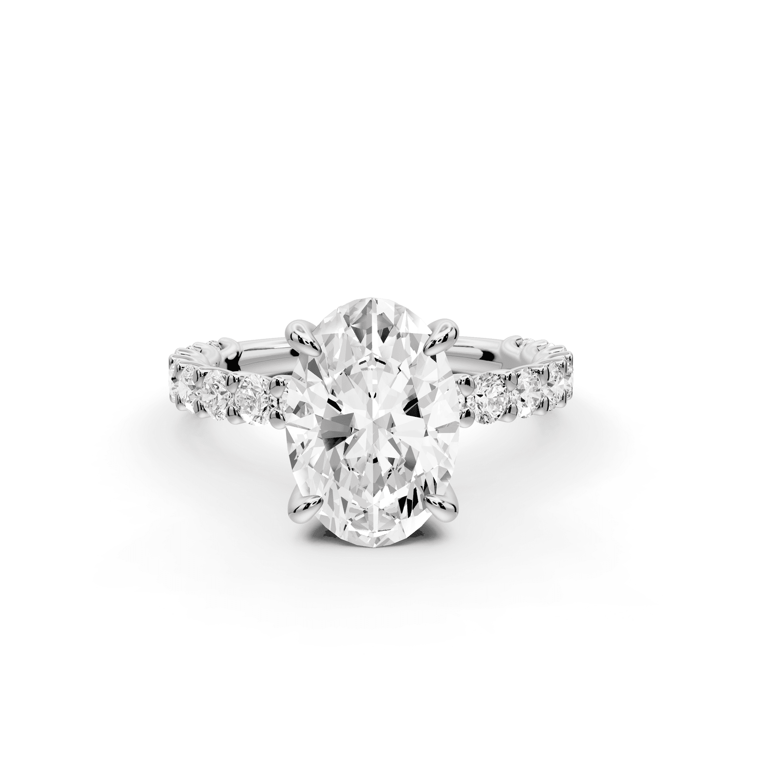 Siena - 2ct 18k white gold oval Hidden Halo with Shared Prong Pavé Engagement Ring - Mr. Alex Jewelry