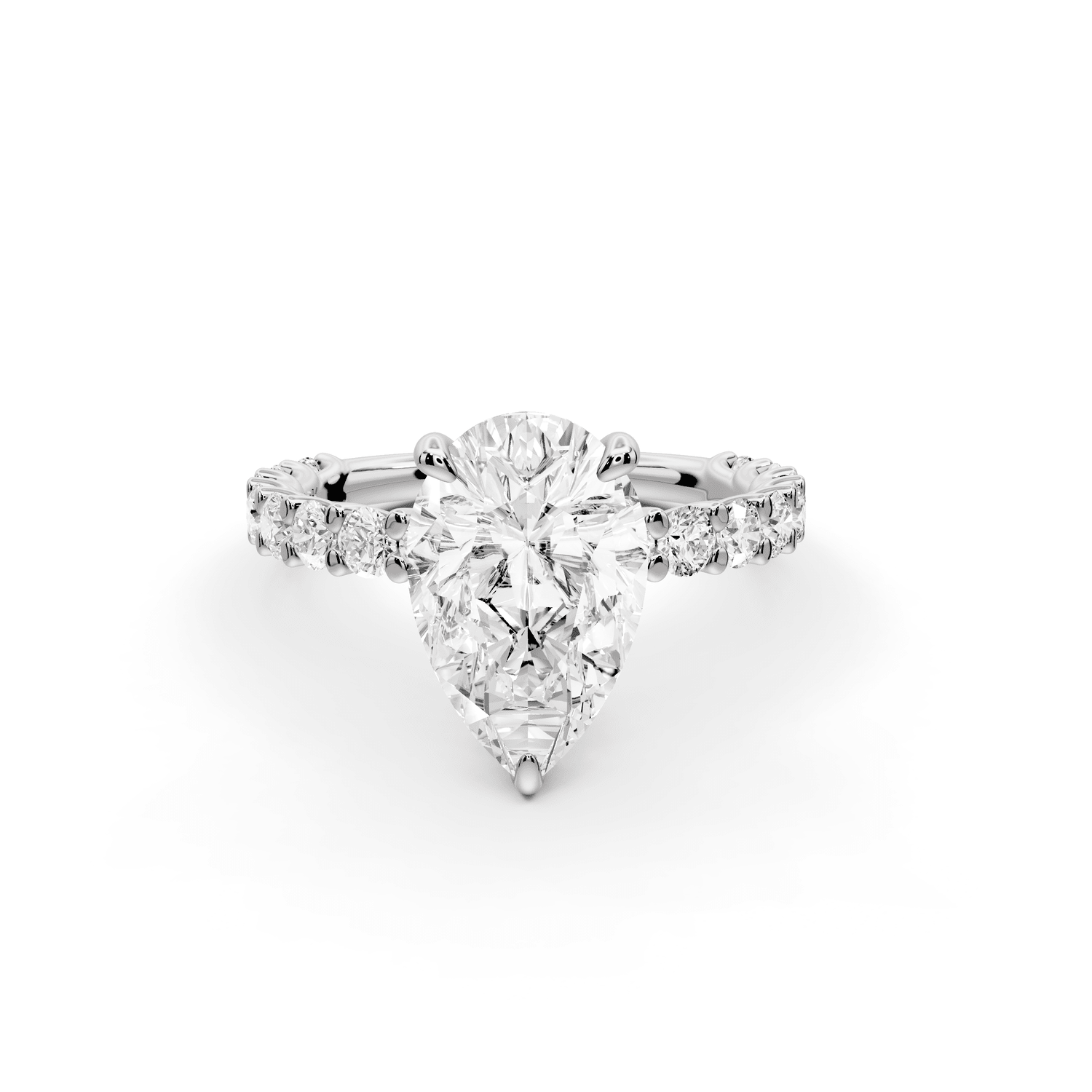 Siena - 2ct 18k white gold pear Hidden Halo with Shared Prong Pavé Engagement Ring - Mr. Alex Jewelry