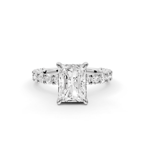 Siena - 2ct platinum radiant Hidden Halo with Shared Prong Pavé Engagement Ring - Mr. Alex Jewelry