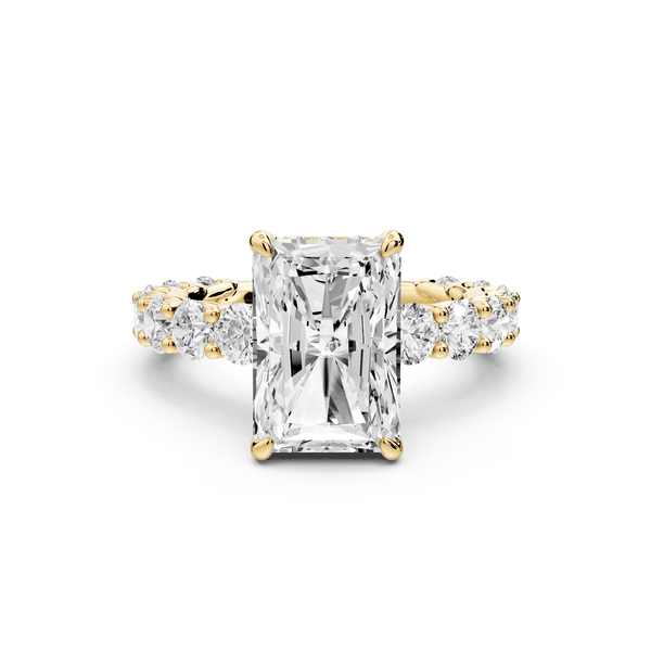 Siena - 3ct 14k yellow gold radiant Hidden Halo with Shared Prong Pavé Engagement Ring - Mr. Alex Jewelry