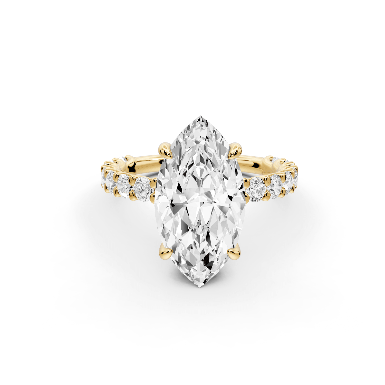 Siena - 3ct 18k yellow gold marquise Hidden Halo with Shared Prong Pavé Engagement Ring - Mr. Alex Jewelry