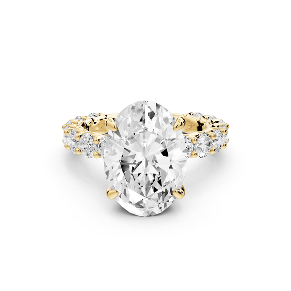 Siena - 3ct 18k yellow gold oval Hidden Halo with Shared Prong Pavé Engagement Ring - Mr. Alex Jewelry