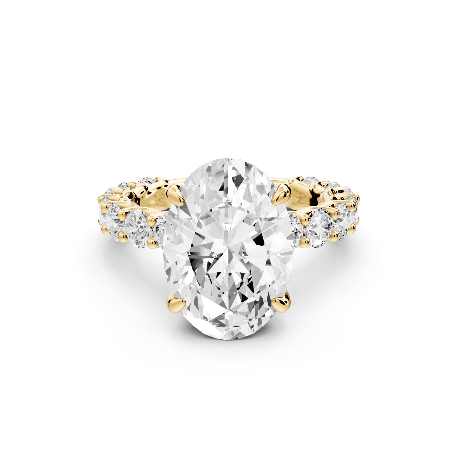 Siena - 4ct 18k yellow gold oval Hidden Halo with Shared Prong Pavé Engagement Ring - Mr. Alex Jewelry