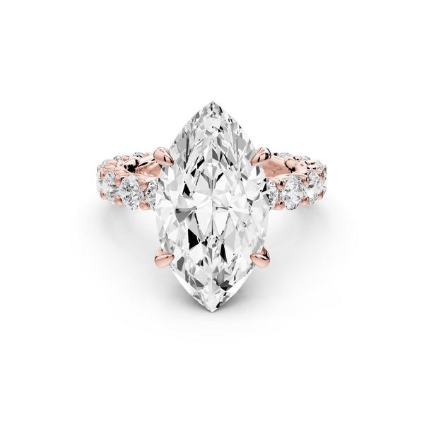 Siena - 5ct 14k rose gold marquise Hidden Halo with Shared Prong Pavé Engagement Ring - Mr. Alex Jewelry