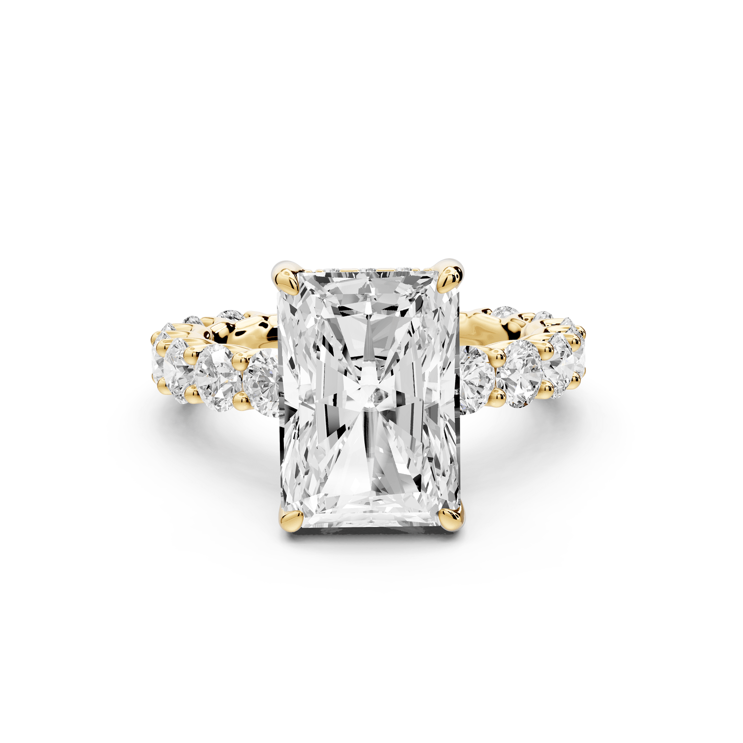 Siena - 5ct 14k yellow gold radiant Hidden Halo with Shared Prong Pavé Engagement Ring - Mr. Alex Jewelry