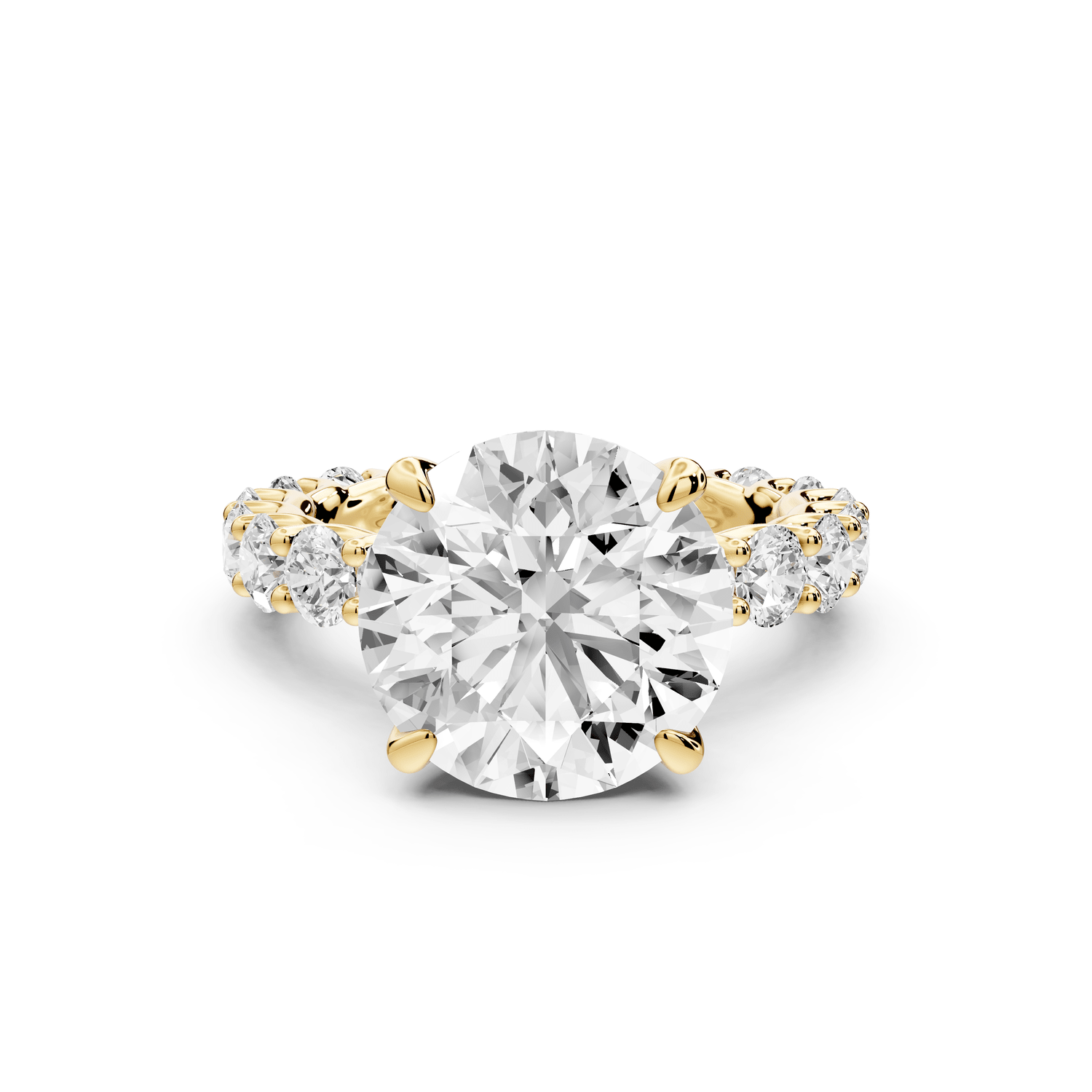 Siena - 5ct 14k yellow gold round Hidden Halo with Shared Prong Pavé Engagement Ring - Mr. Alex Jewelry