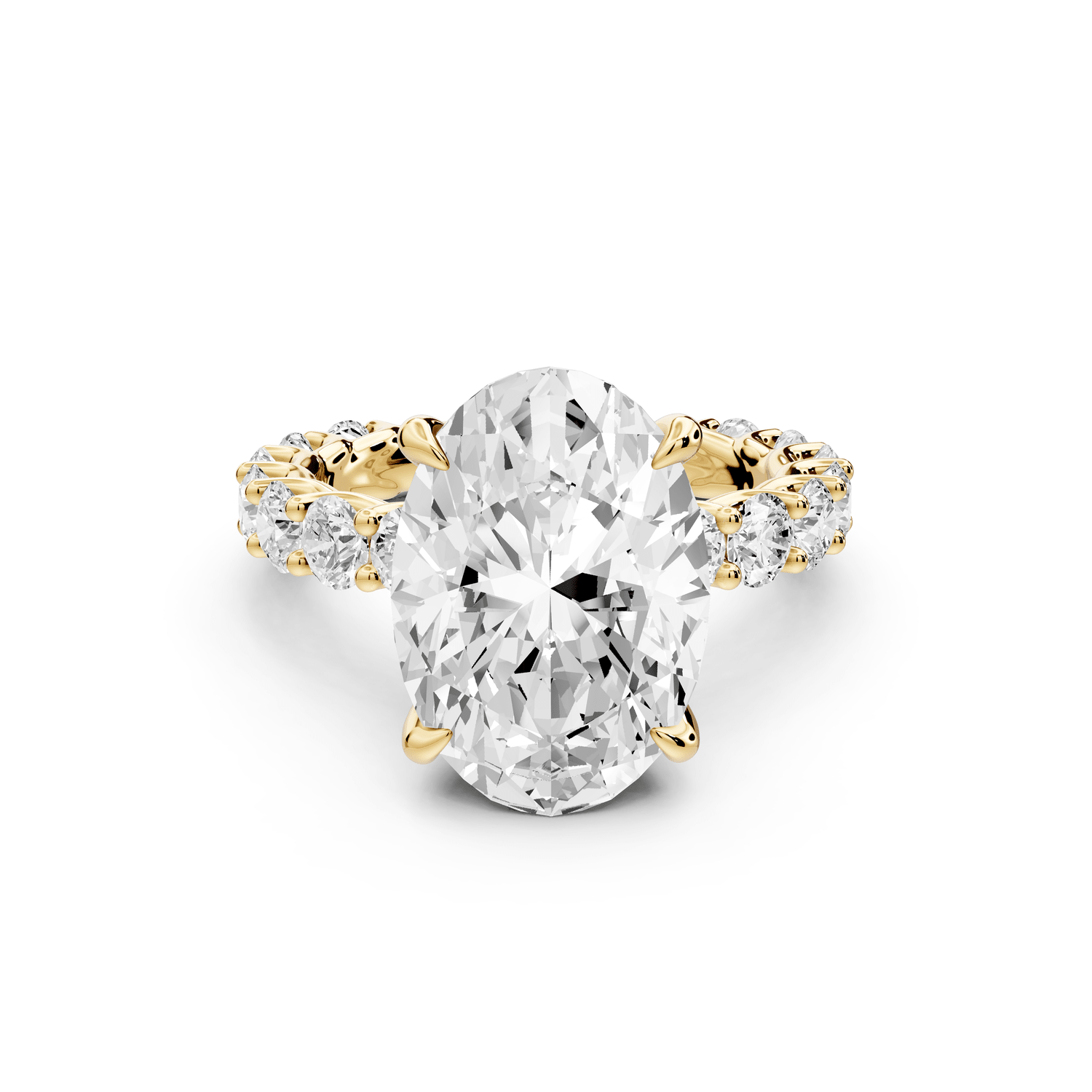 Siena - 5ct 18k yellow gold oval Hidden Halo with Shared Prong Pavé Engagement Ring - Mr. Alex Jewelry