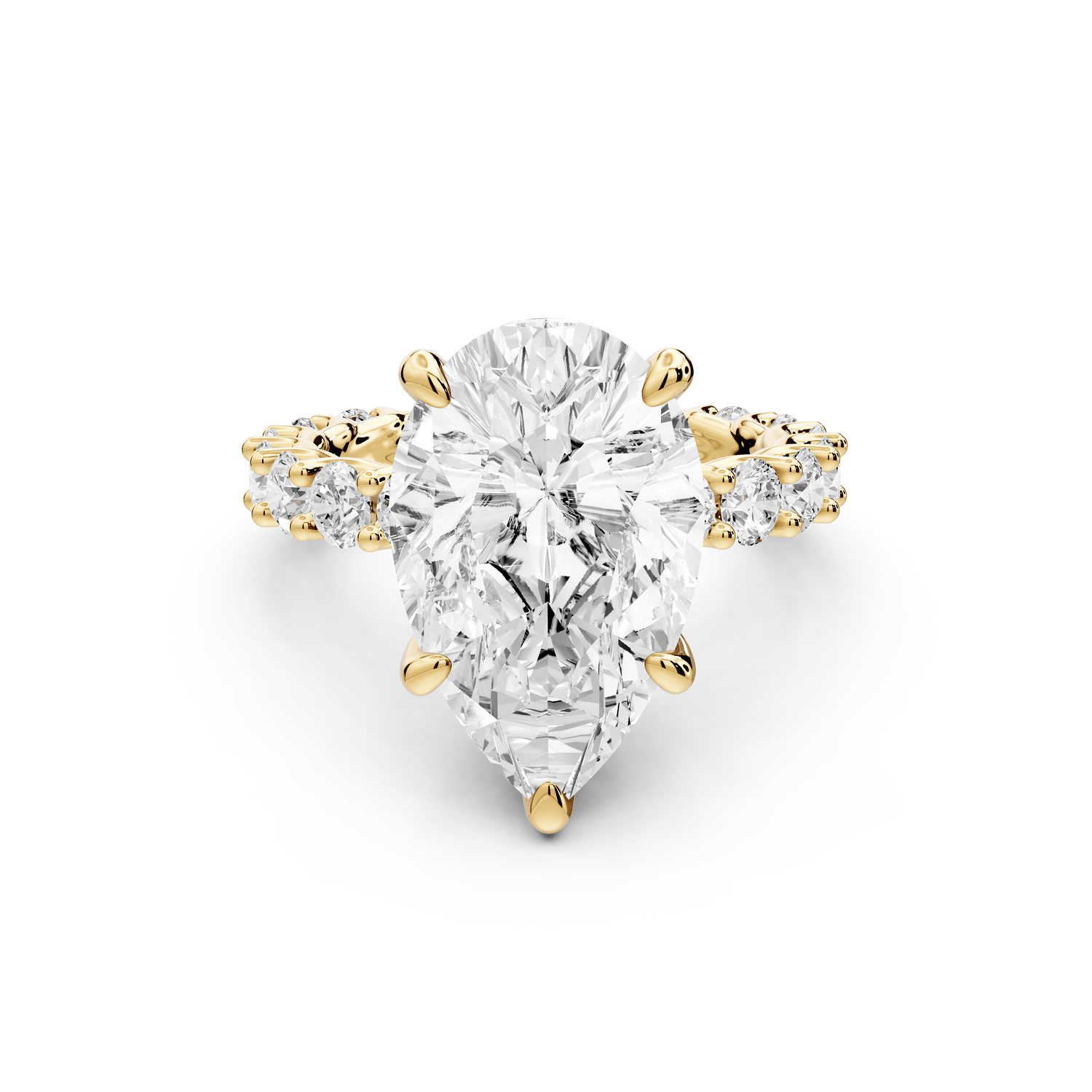Siena - 5ct 18k yellow gold pear Hidden Halo with Shared Prong Pavé Engagement Ring - Mr. Alex Jewelry