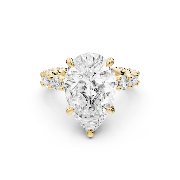 Siena - 5ct 18k yellow gold pear Hidden Halo with Shared Prong Pavé Engagement Ring - Mr. Alex Jewelry