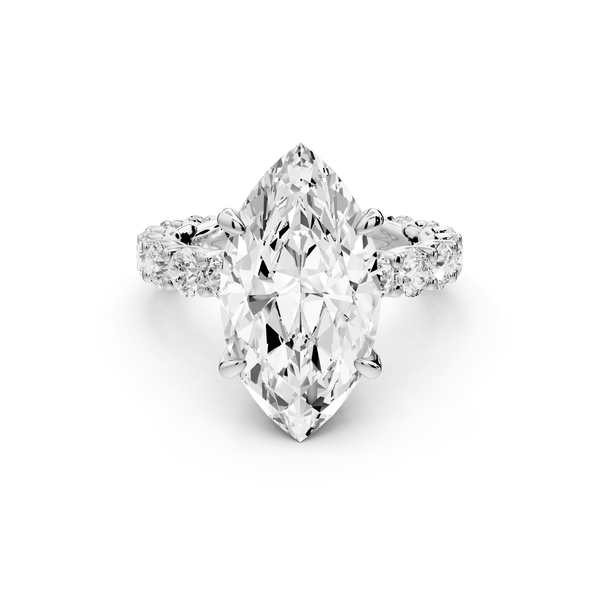Siena - 5ct platinum marquise Hidden Halo with Shared Prong Pavé Engagement Ring - Mr. Alex Jewelry