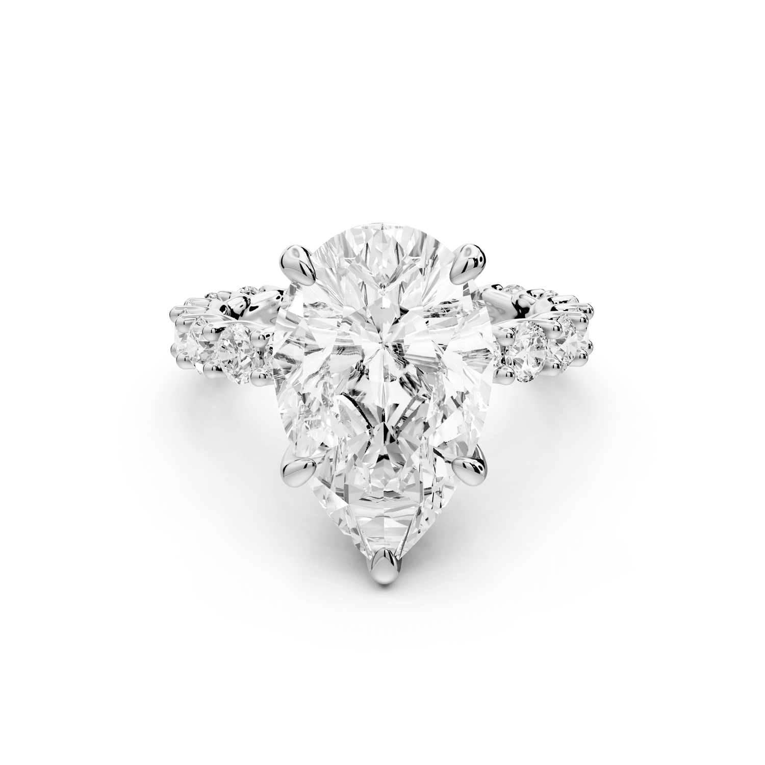 Siena - 5ct platinum pear Hidden Halo with Shared Prong Pavé Engagement Ring - Mr. Alex Jewelry