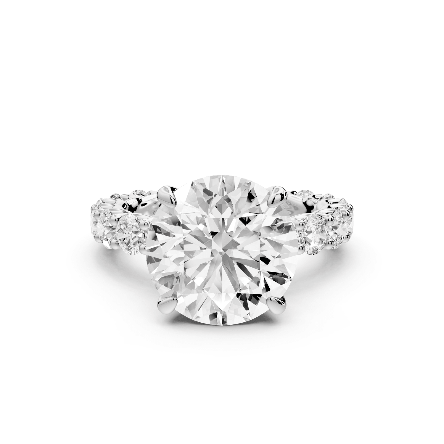 Siena - 5ct platinum round Hidden Halo with Shared Prong Pavé Engagement Ring - Mr. Alex Jewelry