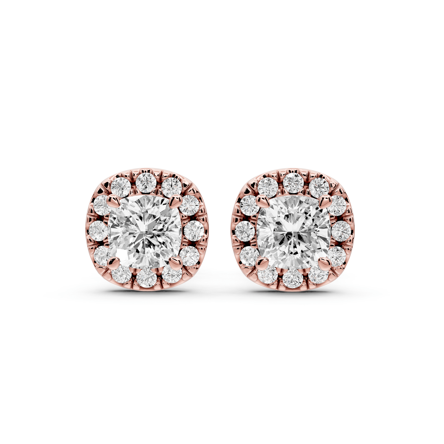 Solis - 1ct 14k rose gold Cushion - Cut Diamond Stud Earrings - Mr. Alex Jewelry