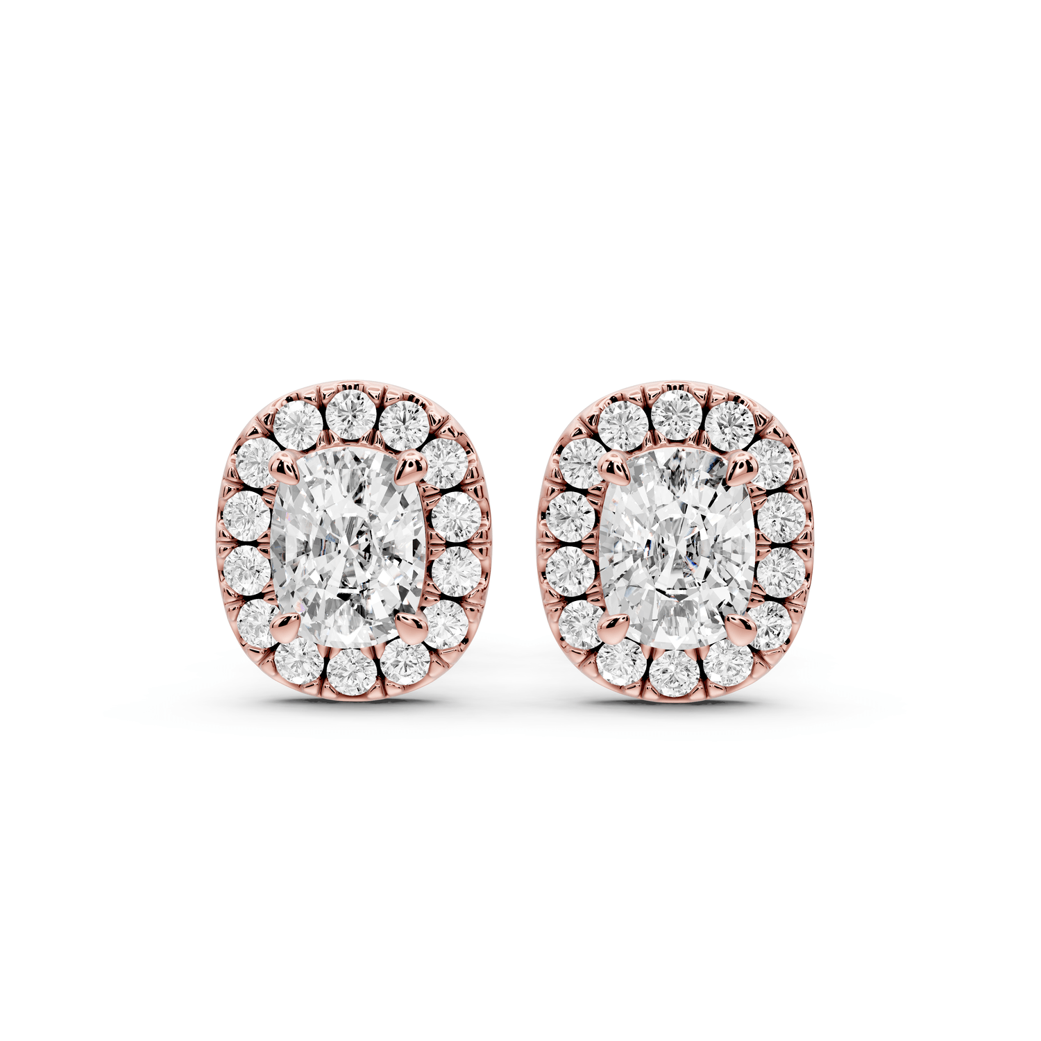 Solis - 1ct 14k rose gold Elgcushion - Cut Diamond Stud Earrings - Mr. Alex Jewelry