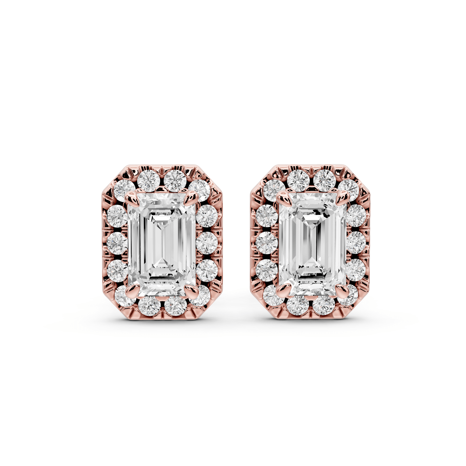Solis - 1ct 14k rose gold Emerald - Cut Diamond Stud Earrings - Mr. Alex Jewelry