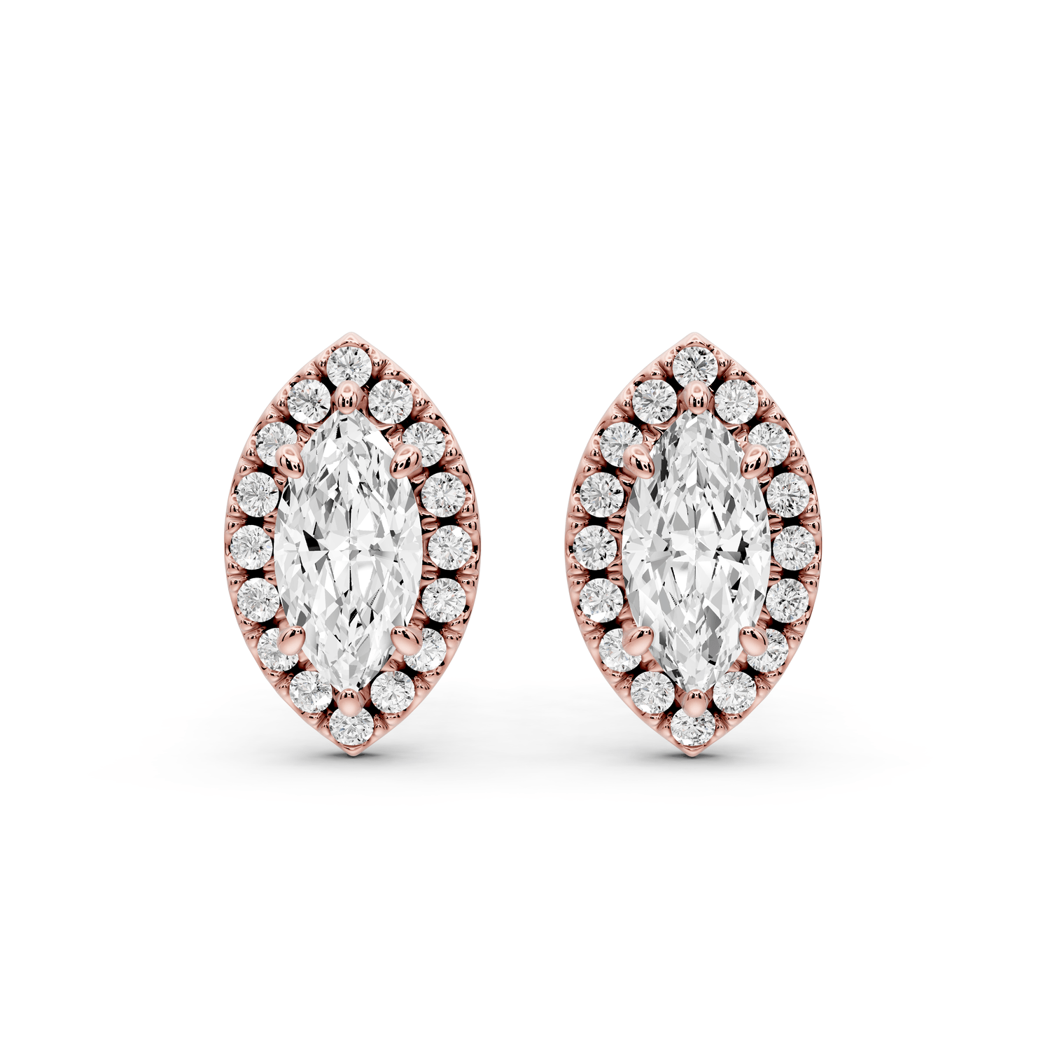 Solis - 1ct 14k rose gold Marquise - Cut Diamond Stud Earrings - Mr. Alex Jewelry