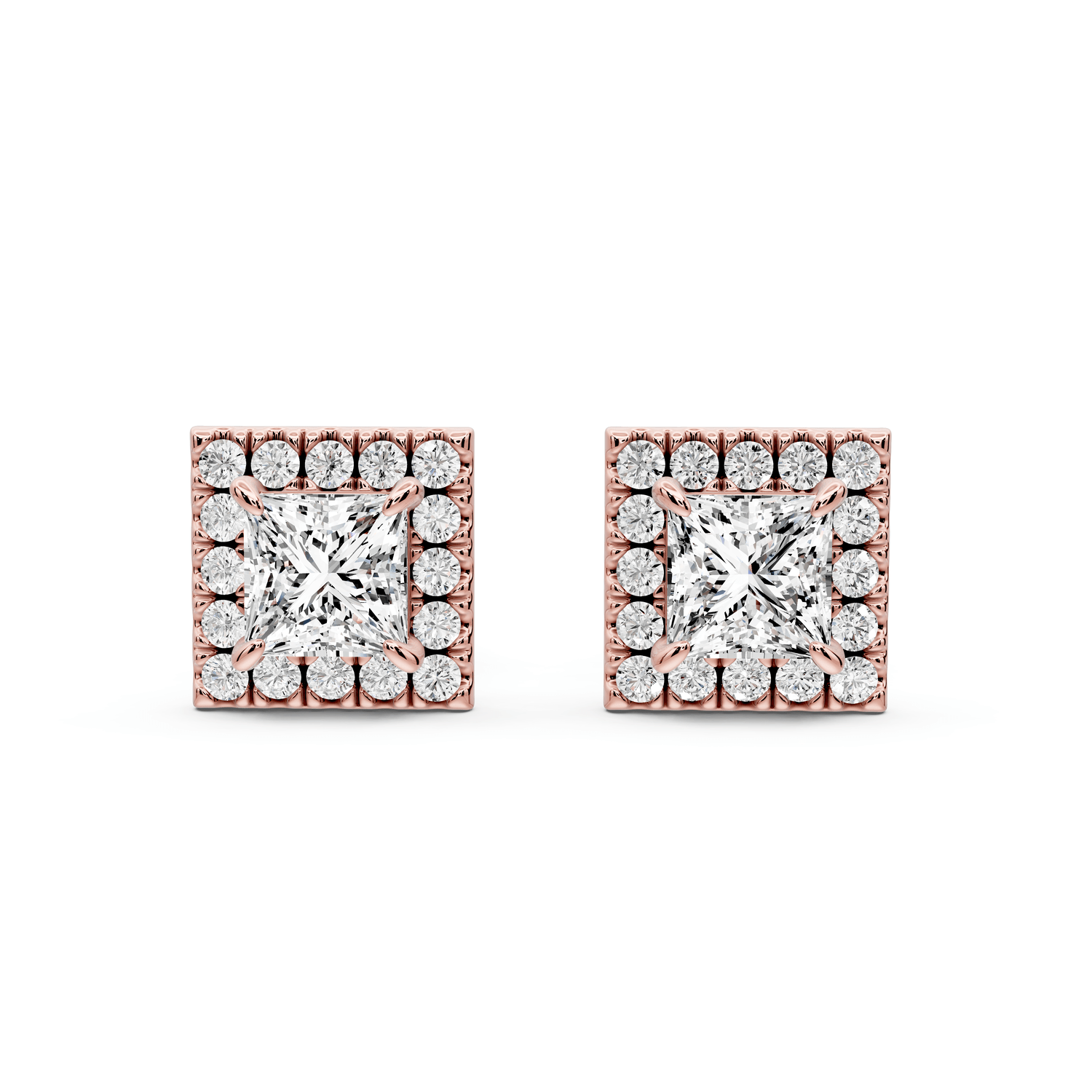 Solis - 1ct 14k rose gold Princess - Cut Diamond Stud Earrings - Mr. Alex Jewelry