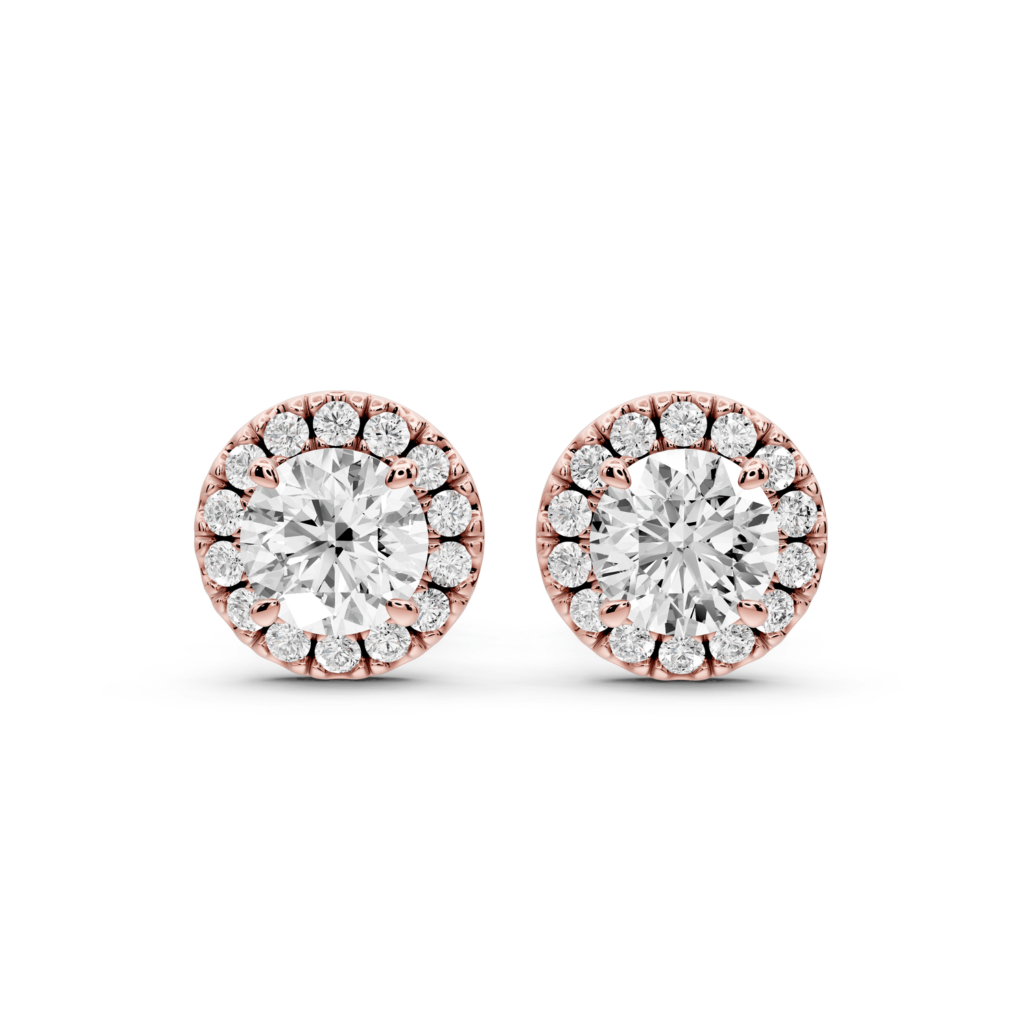 Solis - 1ct 14k rose gold Round - Cut Diamond Stud Earrings - Mr. Alex Jewelry