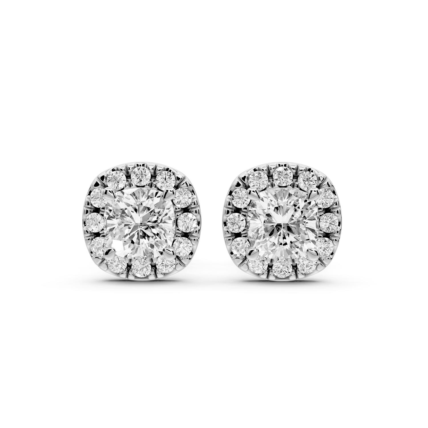 Solis - 1ct 14k white gold Cushion - Cut Diamond Stud Earrings - Mr. Alex Jewelry