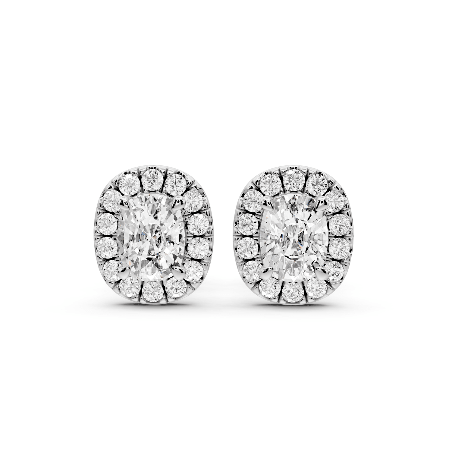 Solis - 1ct 14k white gold Elgcushion - Cut Diamond Stud Earrings - Mr. Alex Jewelry