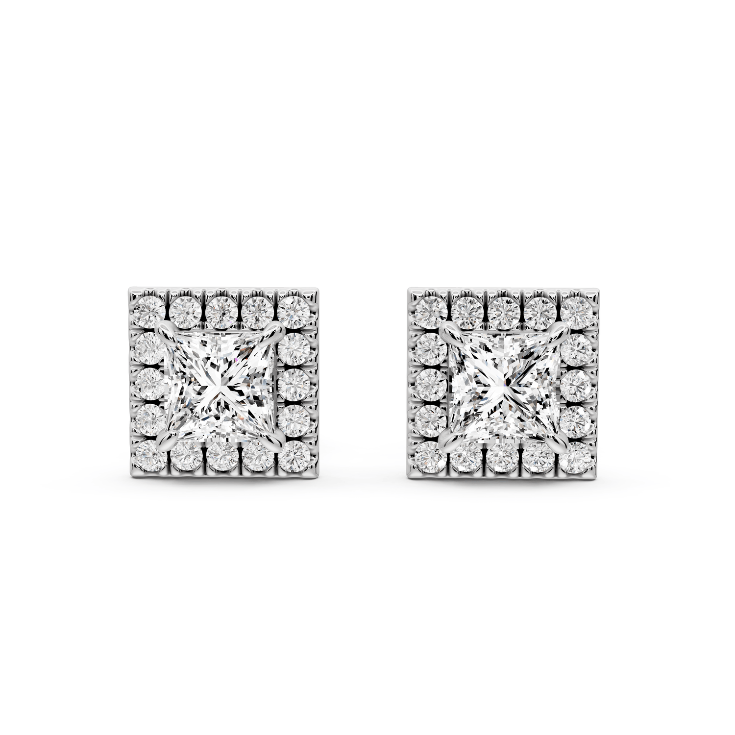 Solis - 1ct 14k white gold Princess - Cut Diamond Stud Earrings - Mr. Alex Jewelry