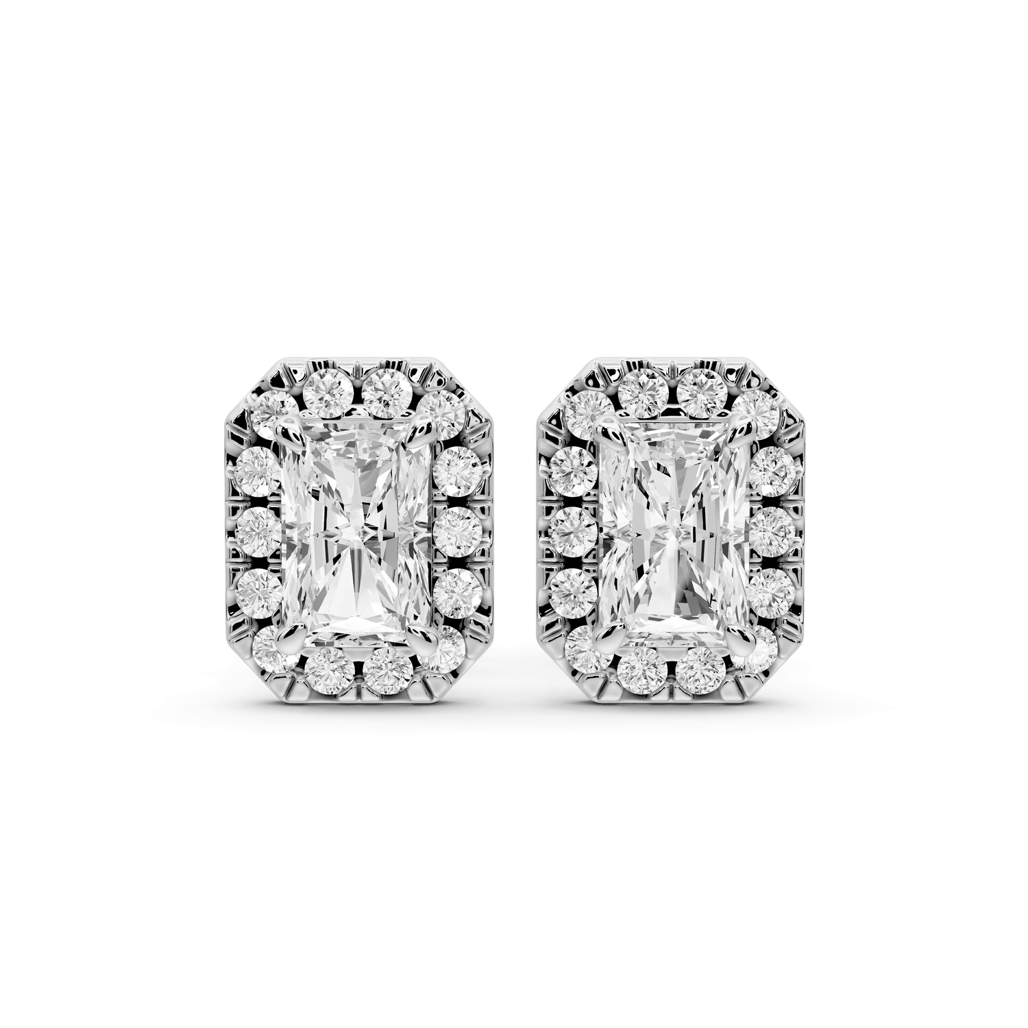 Solis - 1ct 14k white gold Radiant - Cut Diamond Stud Earrings - Mr. Alex Jewelry