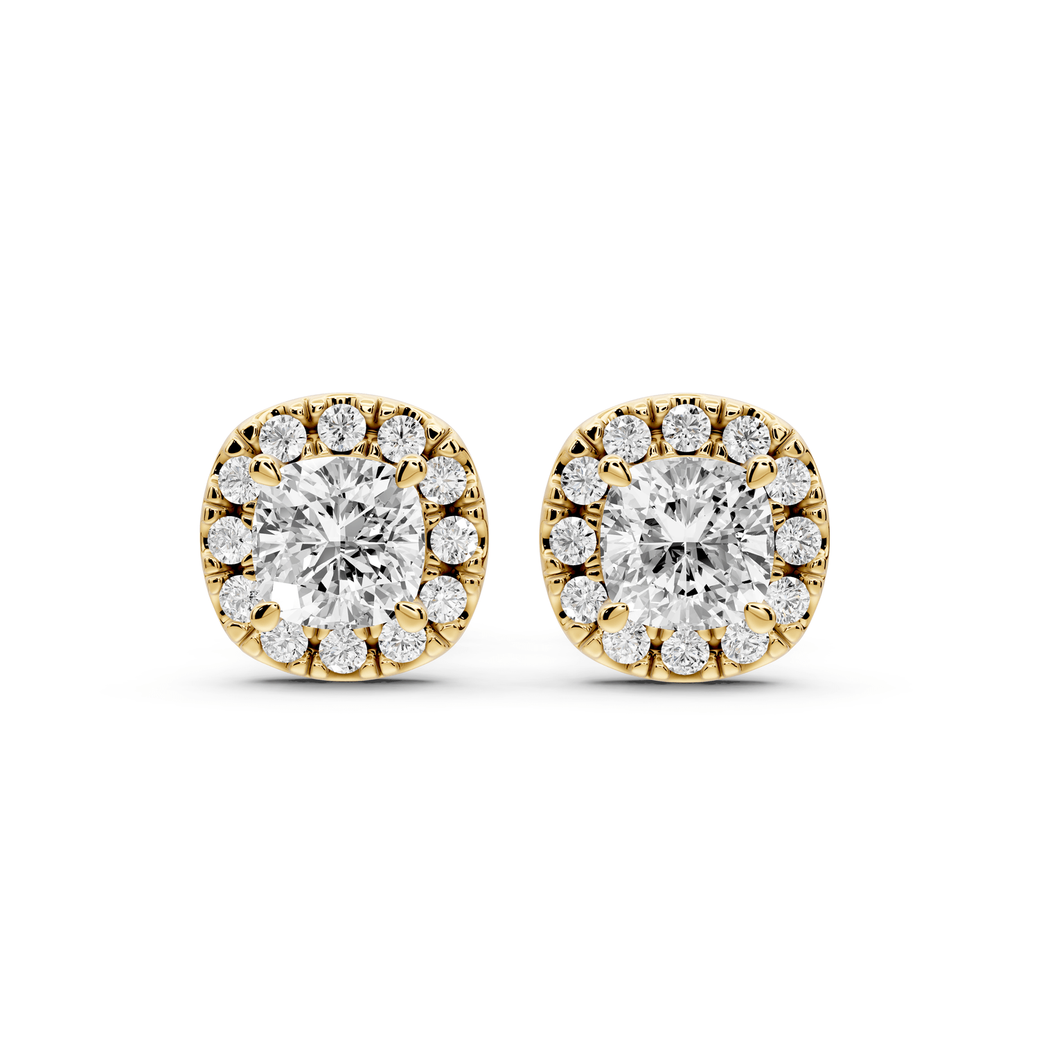 Solis - 1ct 14k yellow gold Cushion - Cut Diamond Stud Earrings - Mr. Alex Jewelry