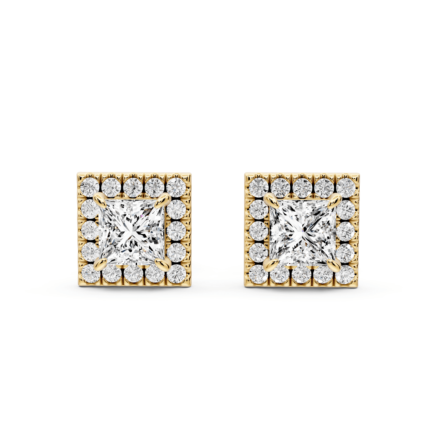 Solis - 1ct 14k yellow gold Princess - Cut Diamond Stud Earrings - Mr. Alex Jewelry