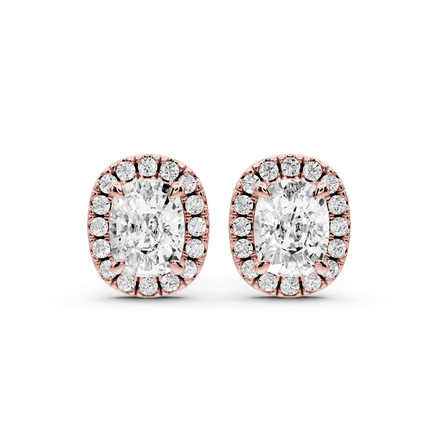 Solis - 2ct 14k rose gold Elgcushion - Cut Diamond Stud Earrings - Mr. Alex Jewelry