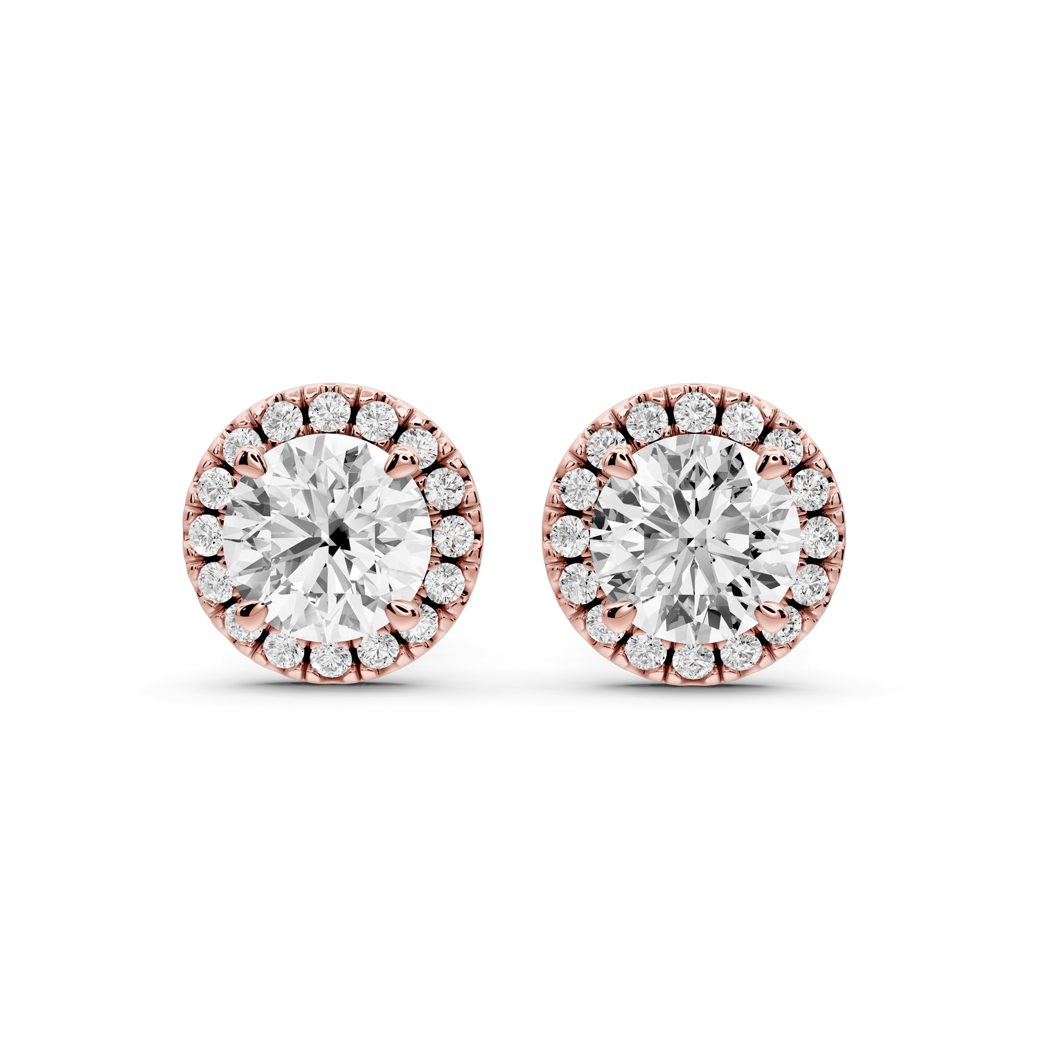 Solis - 2ct 14k rose gold Round - Cut Diamond Stud Earrings - Mr. Alex Jewelry