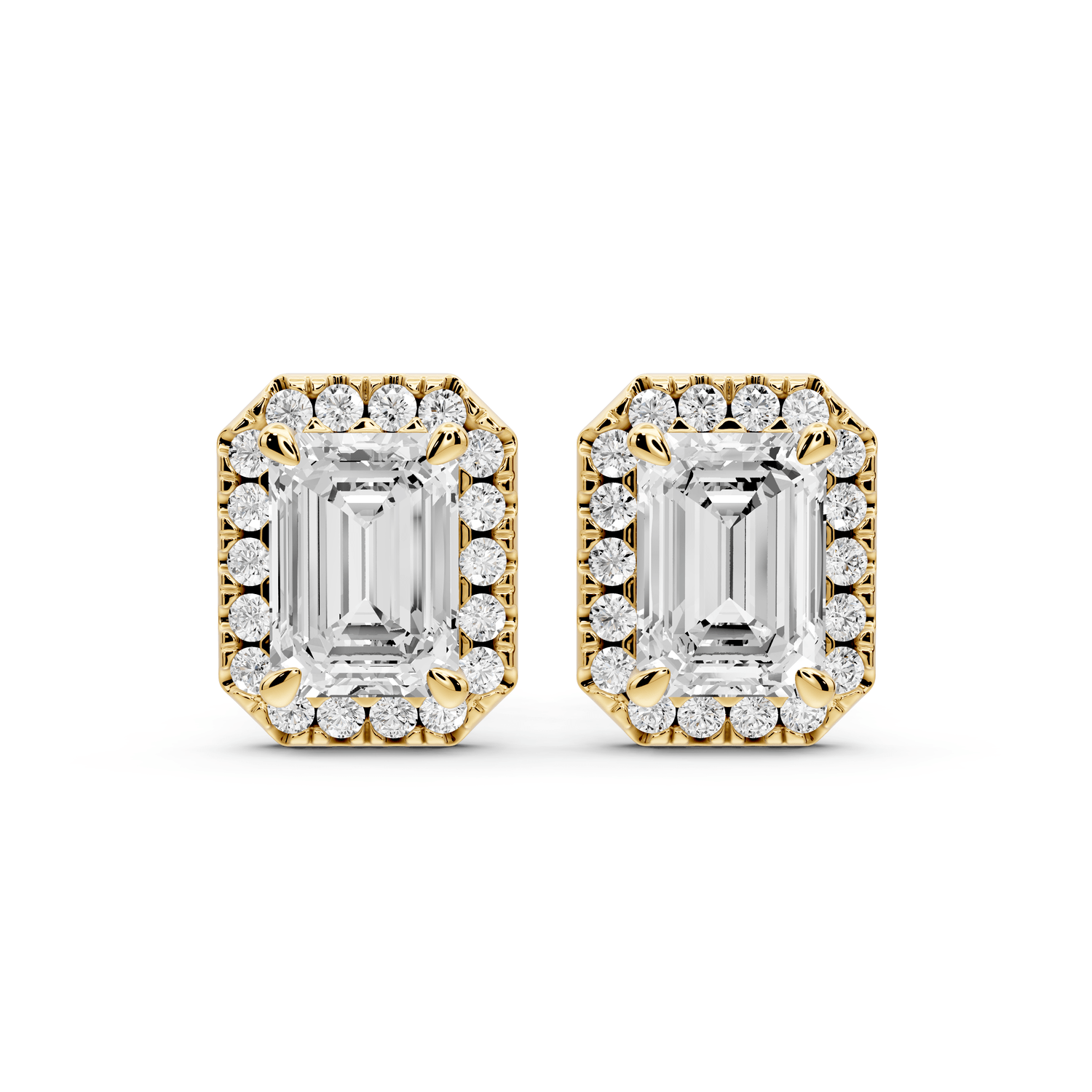 Solis - 2ct 14k yellow gold Emerald - Cut Diamond Stud Earrings - Mr. Alex Jewelry