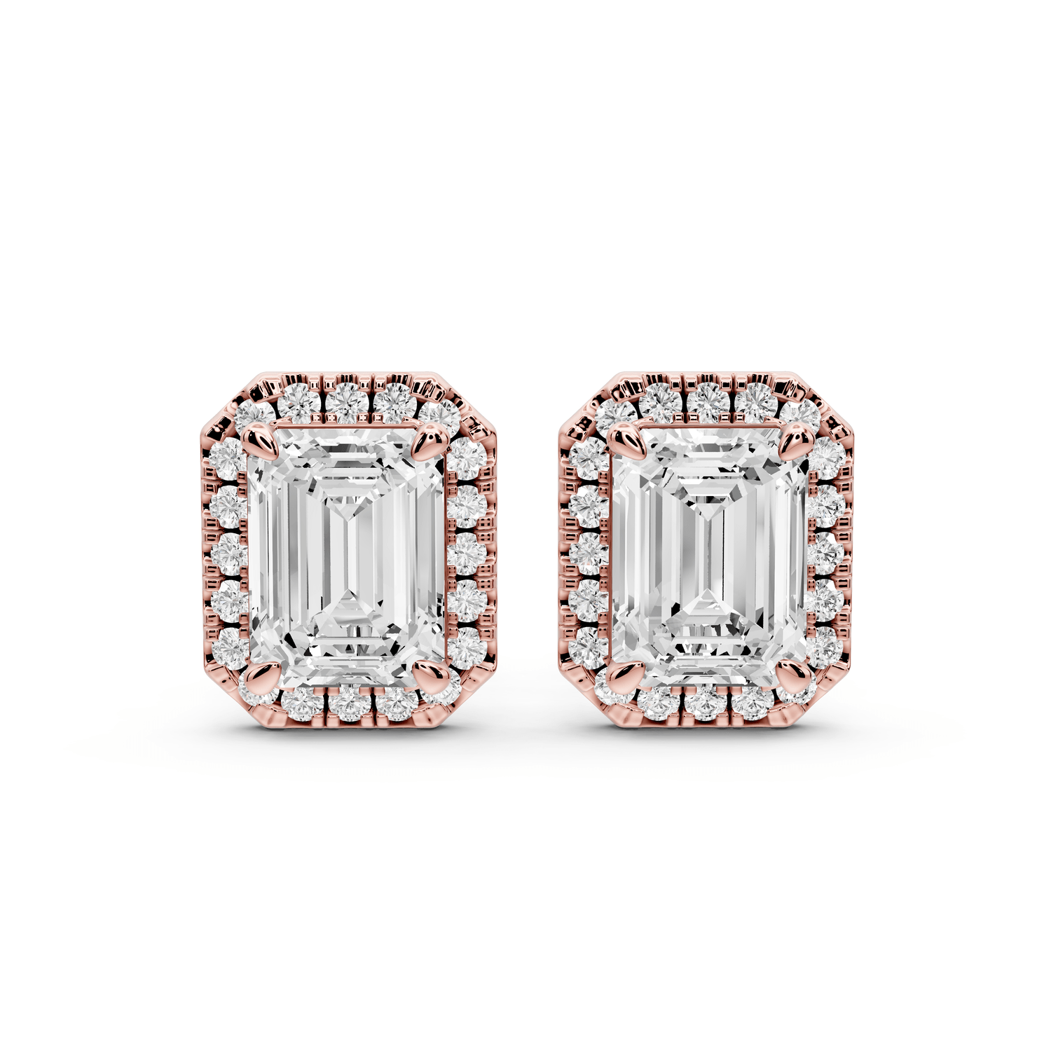 Solis - 3ct 14k rose gold Emerald - Cut Diamond Stud Earrings - Mr. Alex Jewelry