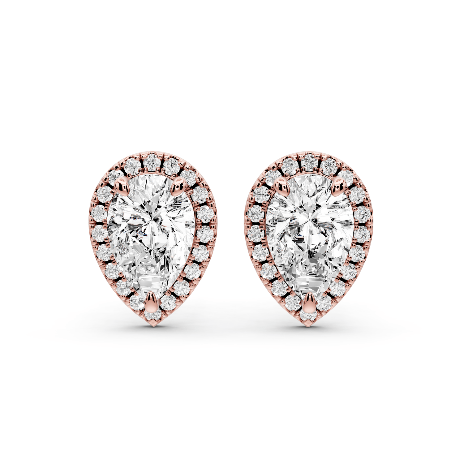 Solis - 3ct 14k rose gold Pear - Cut Diamond Stud Earrings - Mr. Alex Jewelry