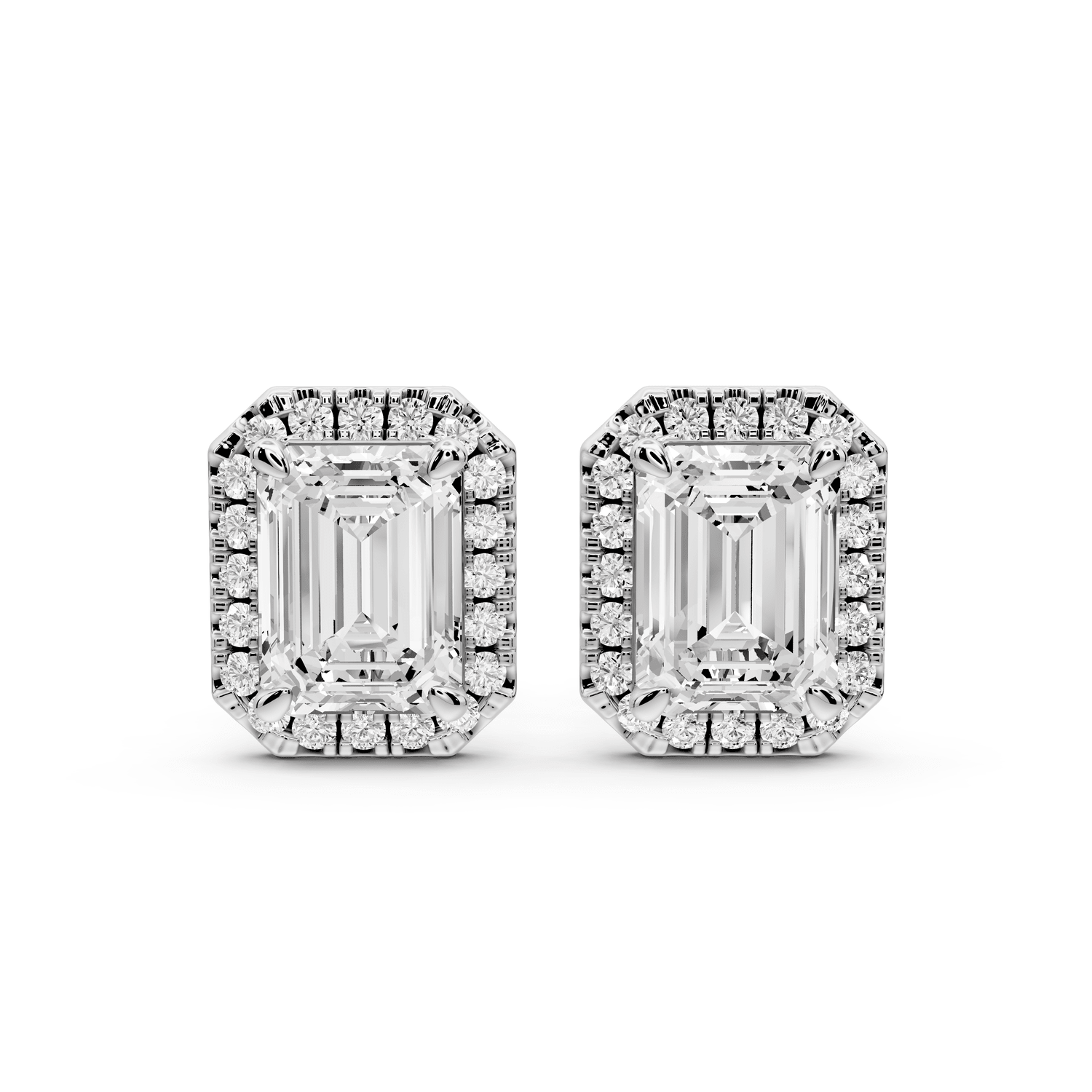 Solis - 3ct 14k white gold Emerald - Cut Diamond Stud Earrings - Mr. Alex Jewelry
