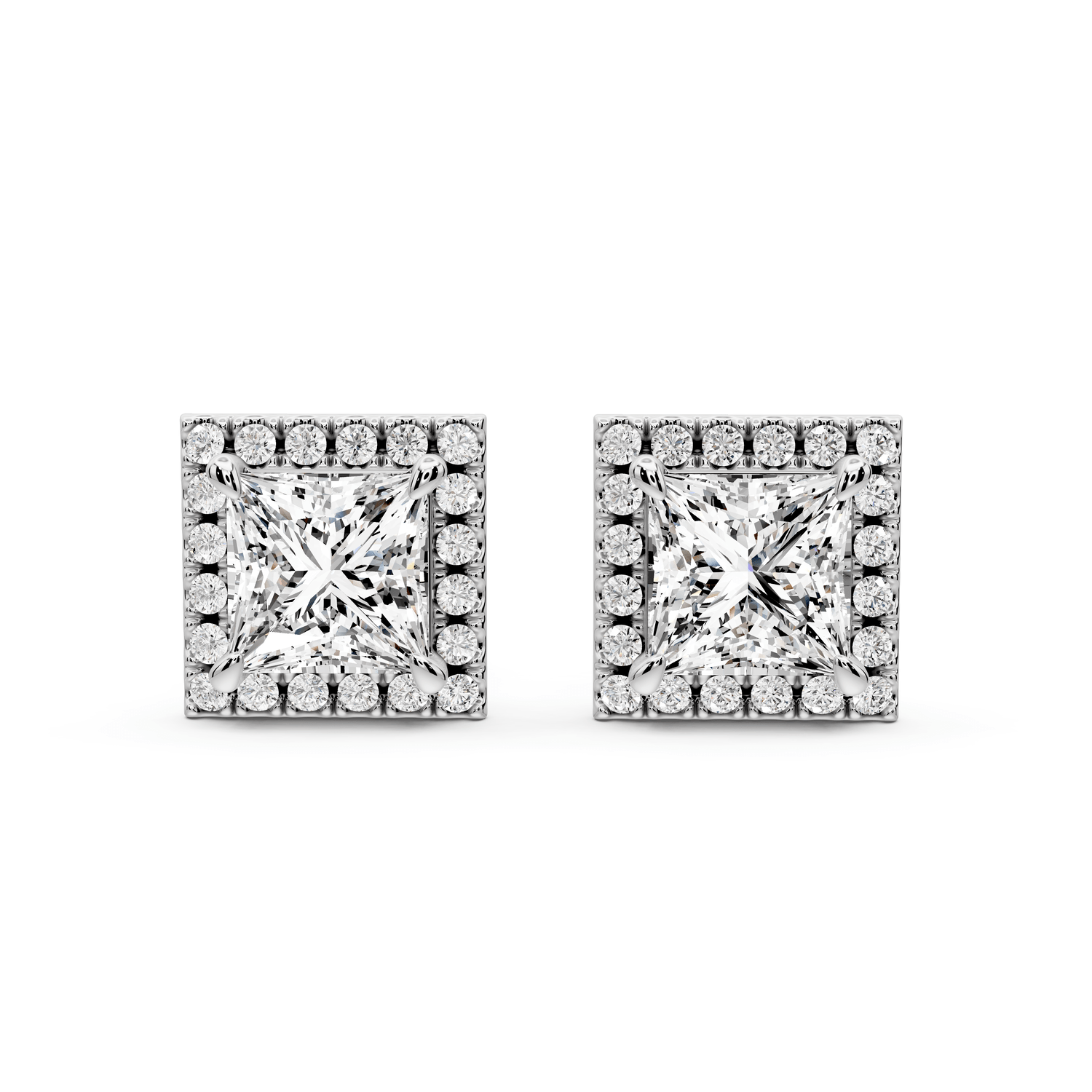 Solis - 3ct 14k white gold Princess - Cut Diamond Stud Earrings - Mr. Alex Jewelry