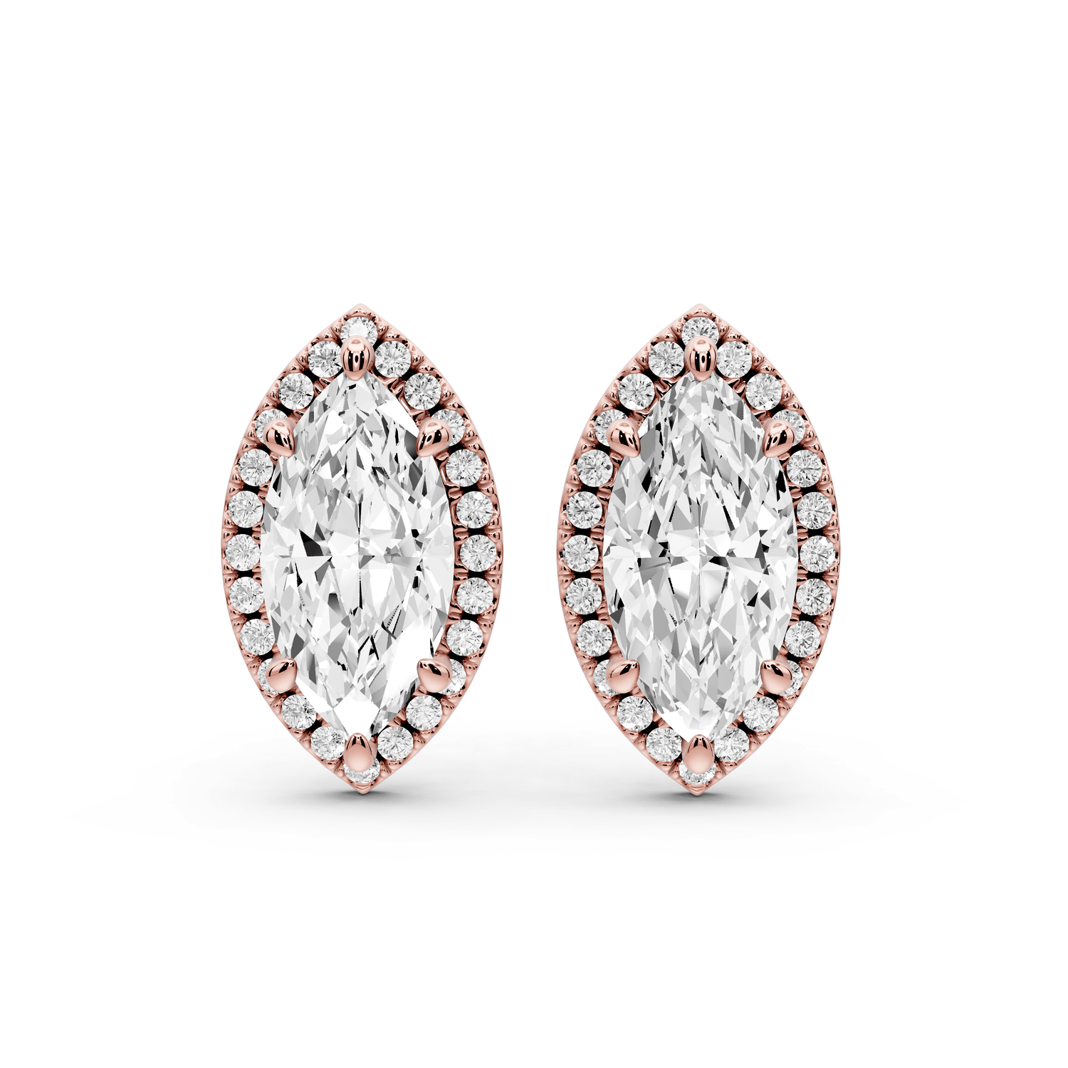 Solis - 4ct 14k rose gold Marquise - Cut Diamond Stud Earrings - Mr. Alex Jewelry