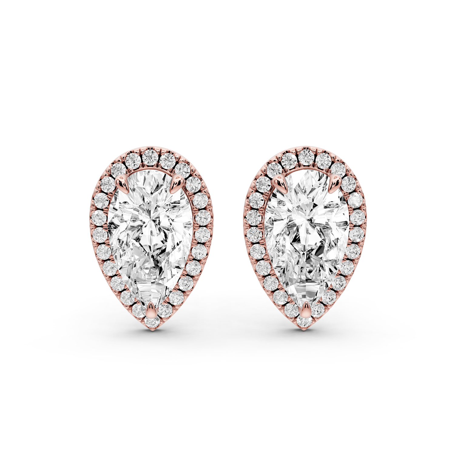 Solis - 4ct 14k rose gold Pear - Cut Diamond Stud Earrings - Mr. Alex Jewelry