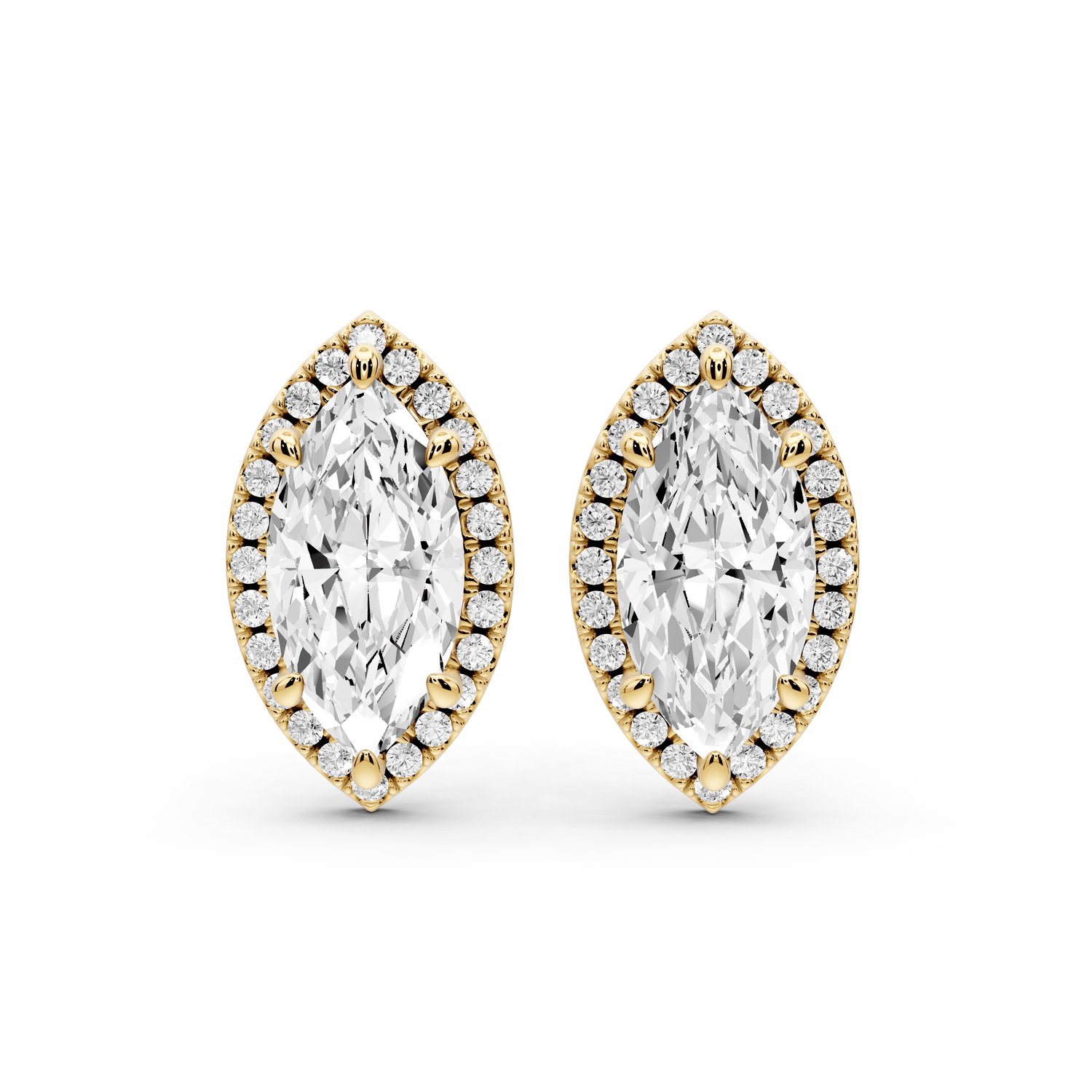 Solis - 4ct 14k yellow gold Marquise - Cut Diamond Stud Earrings - Mr. Alex Jewelry
