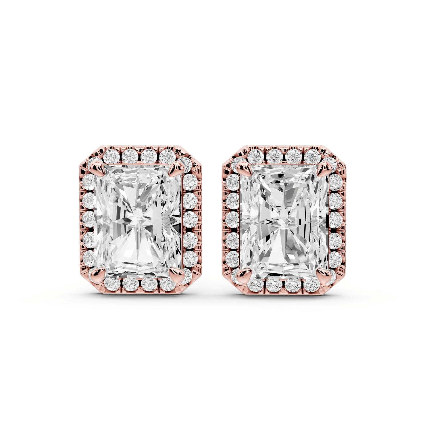 Solis - 5ct 14k rose gold Radiant - Cut Diamond Stud Earrings - Mr. Alex Jewelry