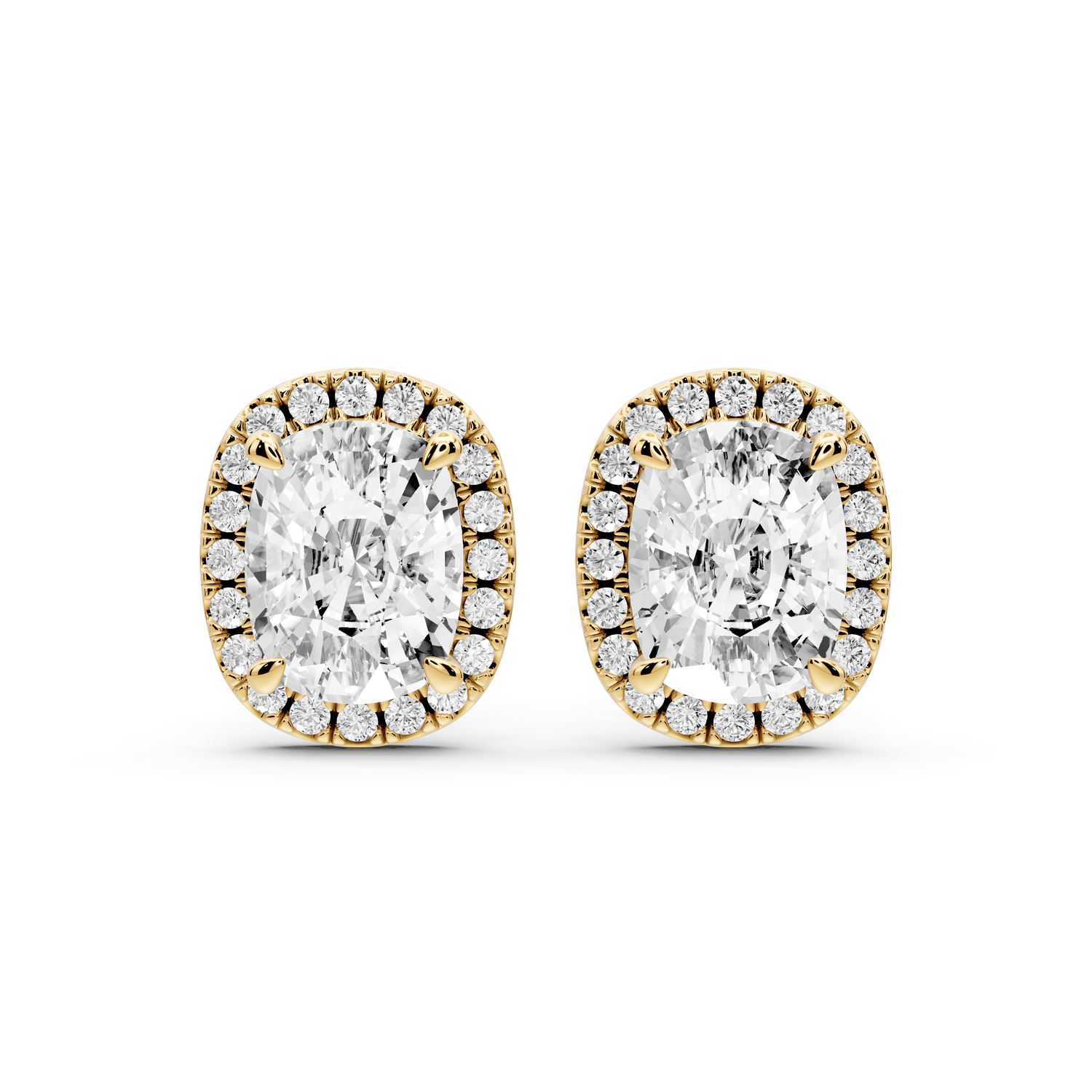 Solis - 5ct 14k yellow gold Elgcushion - Cut Diamond Stud Earrings - Mr. Alex Jewelry