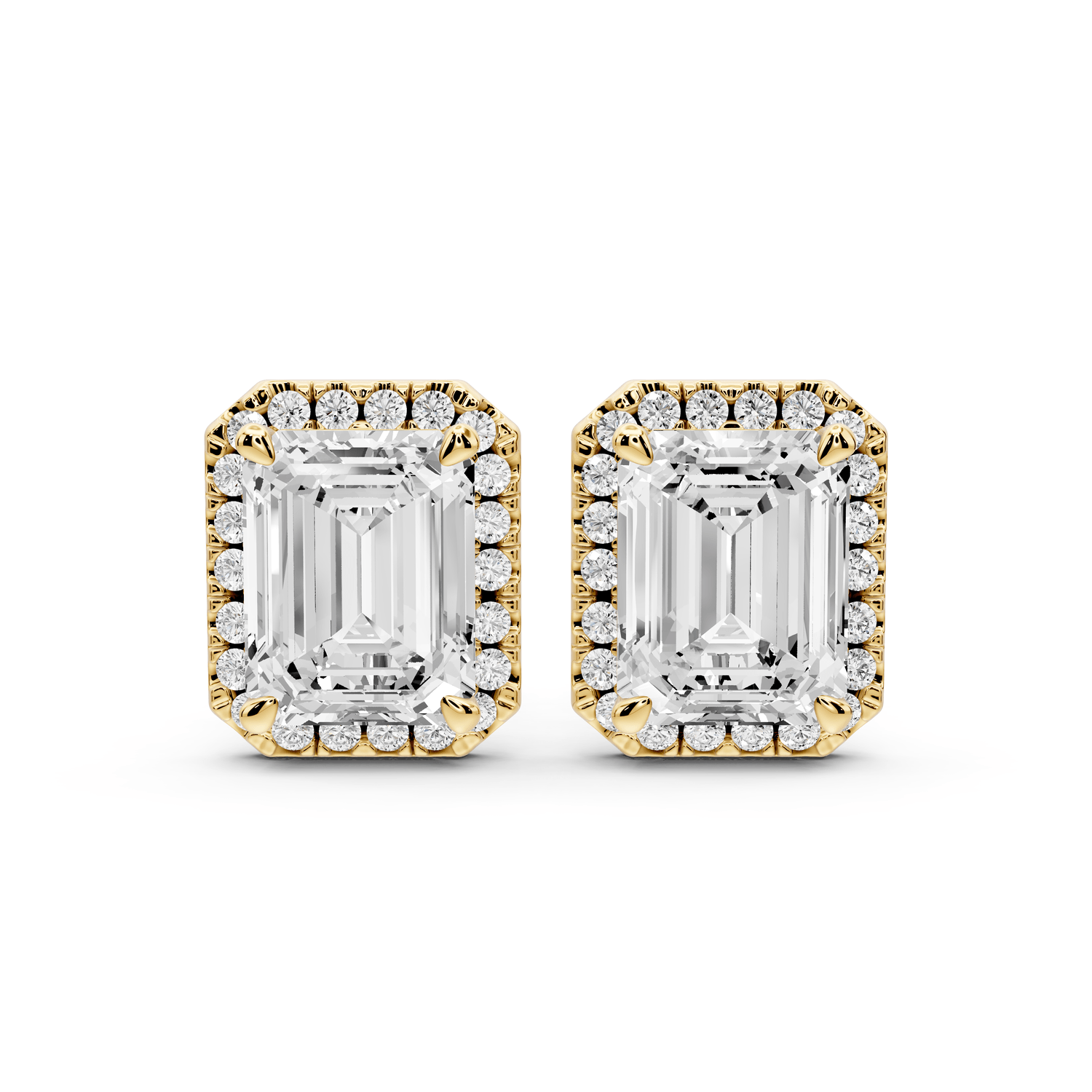 Solis - 5ct 14k yellow gold Emerald - Cut Diamond Stud Earrings - Mr. Alex Jewelry