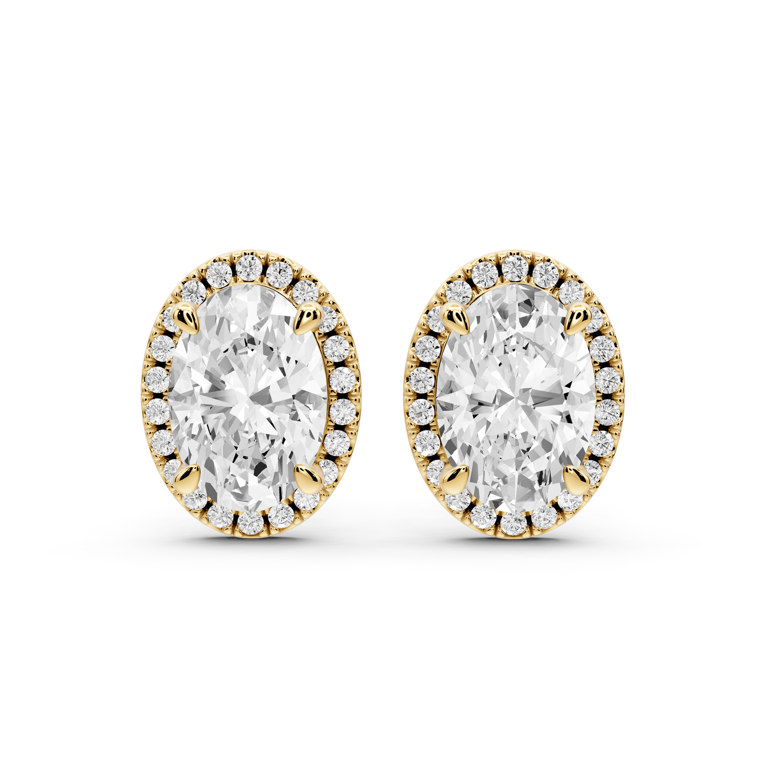Solis - 5ct 14k yellow gold Oval - Cut Diamond Stud Earrings - Mr. Alex Jewelry