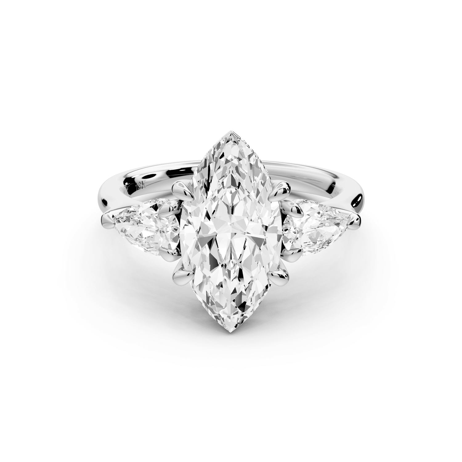 Stella - 2ct platinum Three Stone marquise with pears Hidden Halo Engagement Ring - Mr. Alex Jewelry