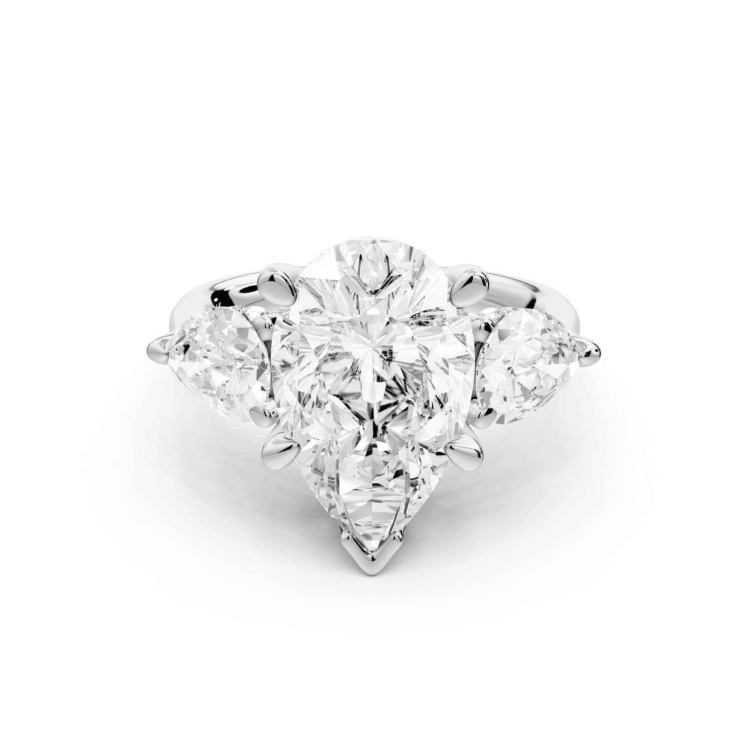 Stella - 3ct platinum Three Stone pear with pears Hidden Halo Engagement Ring - Mr. Alex Jewelry