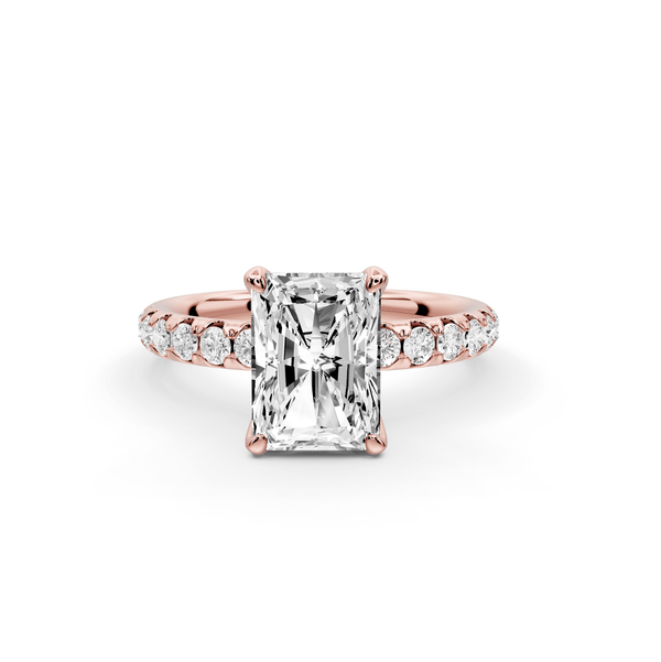 Valeria - 2ct 14k rose gold radiant Scalloped Pavé Half Band Engagement Ring - Mr. Alex Jewelry