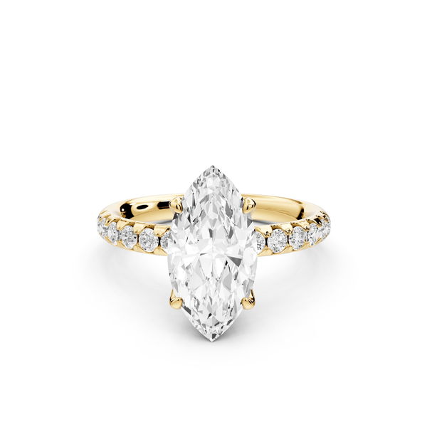 Valeria - 2ct 14k yellow gold marquise Scalloped Pavé Half Band Engagement Ring - Mr. Alex Jewelry