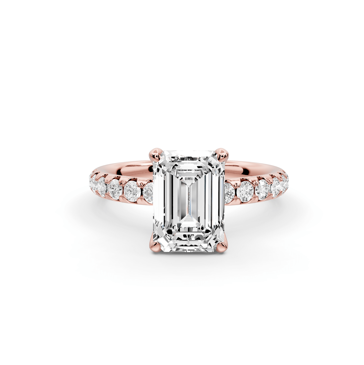 Valeria - 2ct 18k rose gold emerald Scalloped Pavé Half Band Engagement Ring - Mr. Alex Jewelry